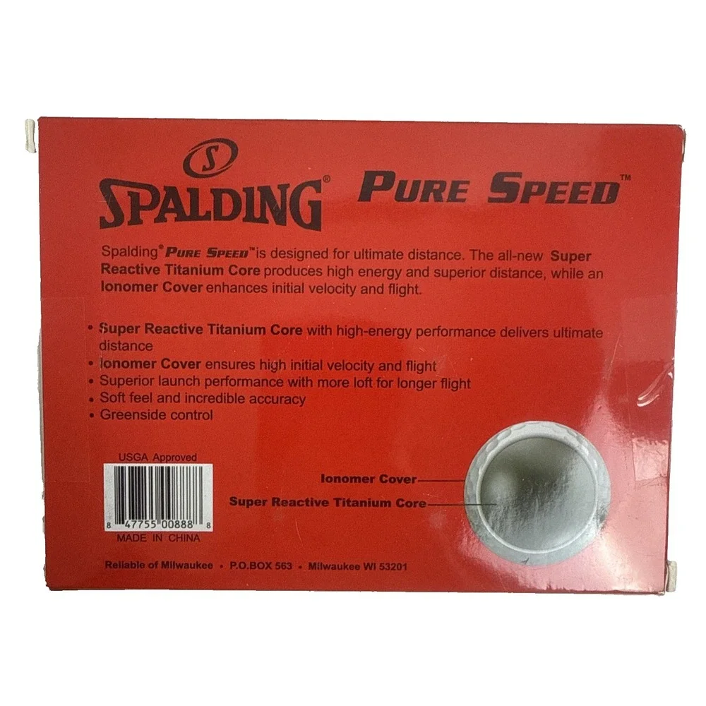 Spalding‎ Pure Speed 12 Pack Red Golf Balls Distance Titanium Core Ionomer Cover